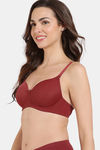 Zivame Beautiful Basics Padded Non Wired 3/4Th Coverage T-Shirt Bra - Sundried Tomato — thumbnail 4